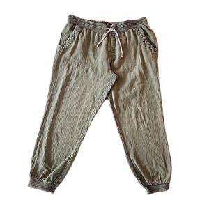Rip Curl Classic Surf Pants Womens XL Green 100% Cotton Lightweight Joggers Boho